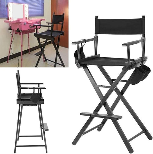 STAY GENT 5 in 1 Accessories Set for Makeup Artist Chair, (not Including Chair) Black Chair Replacement Cover Canvas, 2 Portable Side Storage Bags and Hanging Mesh Bag, Black