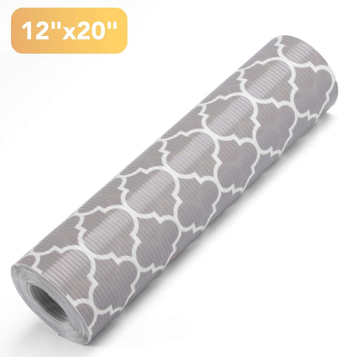 Glotoch Shelf Liners for Kitchen Cabinets 12 x 20 ft. - Non Adhesive Cabinet and Drawer Liner Roll Double Sided Non-Slip Durable and Strong, Quatrefoil Gray
