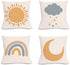 Ailansnug Boho Sun and Moon Clouds and Rainbows Kids Throw Pillow Case Modern Art Pillow Cover for Living Room Bedroom Home Minimalist Decorations 18"x 18", 4 Pack No Pillows