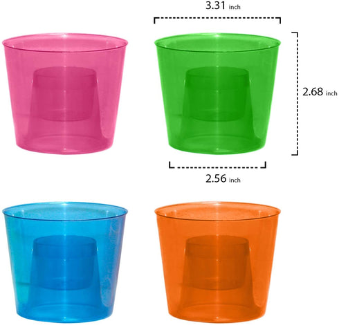 Party Essentials Hard Plastic 4-Ounce Bomber Cups, Assorted Neon, 12-Count
