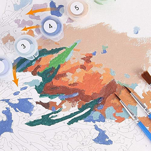 Paint by Number for Adults, CAYUDEN 16" x 20" Acrylic Paint by Numbers for Adults Beginner Kids Skull Painting by Number Kit on Canvas with 3 Brushes on Canvas Watercolor Adult Paint by Numbers Kits