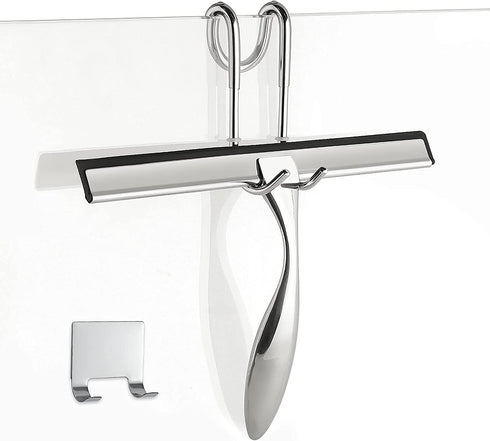 Simtive 10-Inch Shower Squeegee Set, Squeegee for Shower Glass Door, Mirror and Window, Includes Shower Door Hook and Adhesive Hook