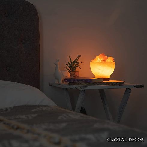 Crystal Decor Pink Himalayan Salt Lamp Bowl with Bulb and Dimmer, 100% Pure and Natural