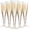 Plastic Champagne Glasses | 32 Pack | Gold Glitter Disposable Flutes in Bulk, Perfect for Parties, Wedding, Mimosa, Valentines Day, Brunch, and Bachelorette Party, Toasting Flutes