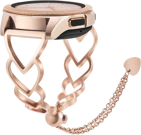 Aiiko Band for Galaxy Watch 5 4 40mm 44mm/Galaxy 5 Pro 45mm/Watch 4 Classic 42mm 46mm/Galaxy Watch 3 41mm/Galaxy Watch 42mm 20mm Rose Gold Stainless Steel Women Wristbands for Samsung Active 2 Watch