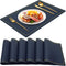 WEHVKEI Navy Blue Placemats for Dining Table Set of 6, Waterproof Wipeable PU Leather Place Mats Indoor, Washable Kitchen Table Mats for Easter Thanksgiving Christmas New Year Party Home Decor
