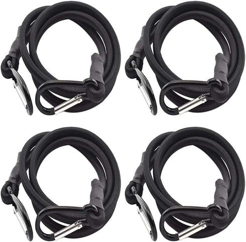 SDTC Tech 18 Inch Bungee Cord with Carabiner Hook | 4 Pack Superior Latex Heavy Duty Straps Strong Elastic Rope Locks onto Anchor Points of Luggage Rack/Cargo/Camping/RV/Hand Carts etc.