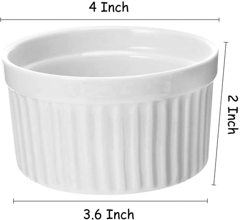Ramekin Bowls 8OZ,WERTIOO 8 PCS Bakeware Set for Baking and Cooking, Oven Safe Sleek Porcelain Colorful Ramikins for Pudding, Creme Brulee, Custard Cups and Souffle Small instant table tray