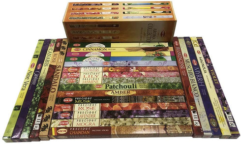 Hem Incense Sticks Variety Pack #1 And Incense Stick Holder Bundle With 25 Unique Fragrances