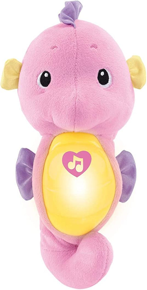 Fisher-Price Soothe & Glow Seahorse, Pink, Plush Toy with Music, Ocean Sounds and Lights for Baby