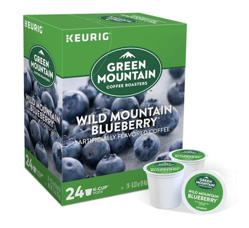 Green Mountain Coffee Pods K-Cups For Keurig Machines Flavored K Cup (All Count Fresh Capsules) Light / Medium / Dark Roast Long Expiry ALL FLAVORS (24 K-Cups Wild Mountain Blueberry)