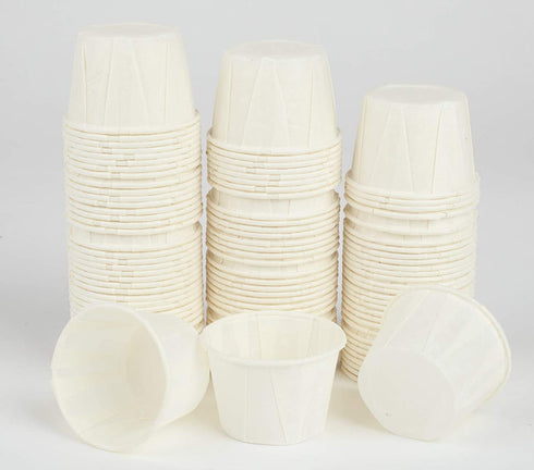 GOLDEN APPLE, 1oz-250ct White Treated Paper Souffle Portion Cups for Measuring, Medicine, Samples, Jello Shots,Harvest Paper. Compostable Souffle, Portion Cup