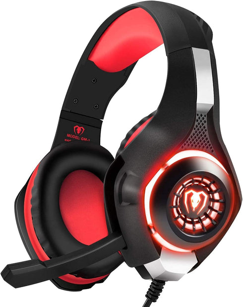 BlueFire 3.5mm PS4 Gaming Headset Headphone with Microphone and LED Light Compatible with Playstation 4, PS5, Xbox one, PC (Red)