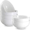 Soup Bowls, by Kook, Ceramic Make, Holds 24 Oz, perfect for cereal, desserts, salads, oatmeal, Set of 6, White.