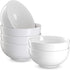 Soup Bowls, by Kook, Ceramic Make, Holds 24 Oz, perfect for cereal, desserts, salads, oatmeal, Set of 6, White.