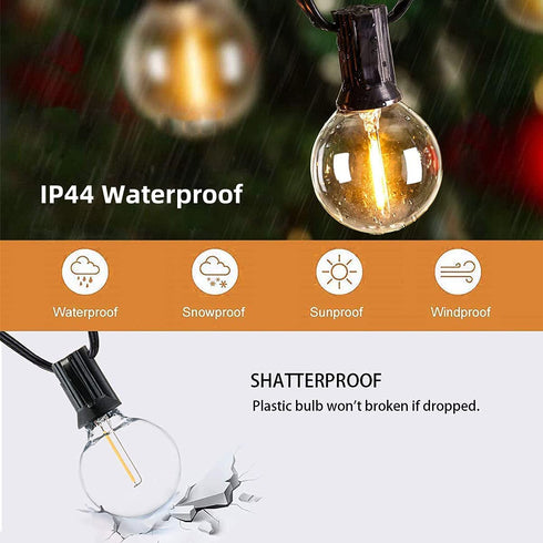 RTTY Outdoor String Lights 25ft, G40 Led Patio Lights with 13pcs Bulbs,Waterproof Shatterproof Dimmable Hanging Globe Outdoor Lights for Cafe,Bistro & Backyard