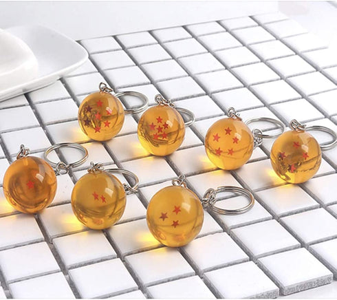 CheeseandU 7Pack Dragon Ball Star Acrylic Keychains 2.7cm Crystal Play Ball 7 Stars Anime Keyring Pendant Anime Collectibles Ideal Gift for Kids Bday Gift DBZ Fun