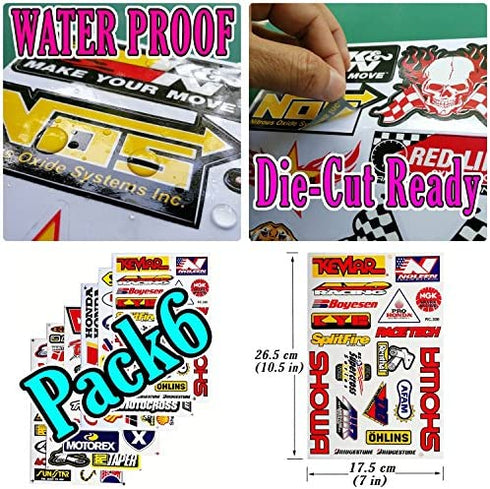 Dirt Bike MotoGP Motocross Motorcycles Bikes ATV Parts Race Accessories Sponsor Garage Toolbox Racing Motos Logo Helmet Sheet Grafitti Kit Pack 6 Vinyl Graphics Decal and Stickers Set D6722 Best4Buy