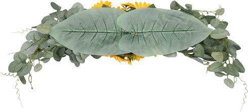 U'Artlines Floral Swag Artificial Flowers Sunflower Eucalyptus Wreath Handmade Garland for Mirror Home Wedding Party Door Tabletop Decoration(Swag, 31'' Sunflower)