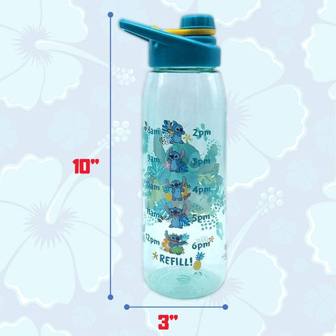 Silver Buffalo Disney Lilo and Stitch Tropical Refill Times Tritan Water Bottle, Screw Top Lid, 28 Ounces