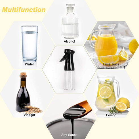 Olive Oil Sprayer for Cooking - 300ml Oil Dispenser Bottle Spray Mister - Portable Refillable Food Grade Oil Vinegar Spritzer Sprayer Bottles for Kitchen, Air Fryer, Salad, Baking, Grilling, Frying (Black)