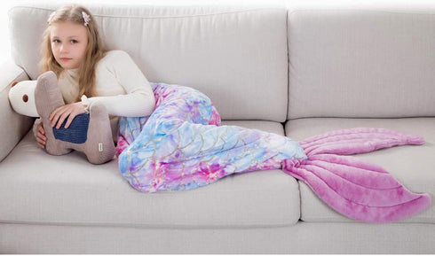 Mermaid Blanket for Little Girls, All Seasons Mermaid Tails Sleeping Bags Multicolor Plush Soft Premium Microfiber Rainbow Fish Scale Design Snuggle Blanket