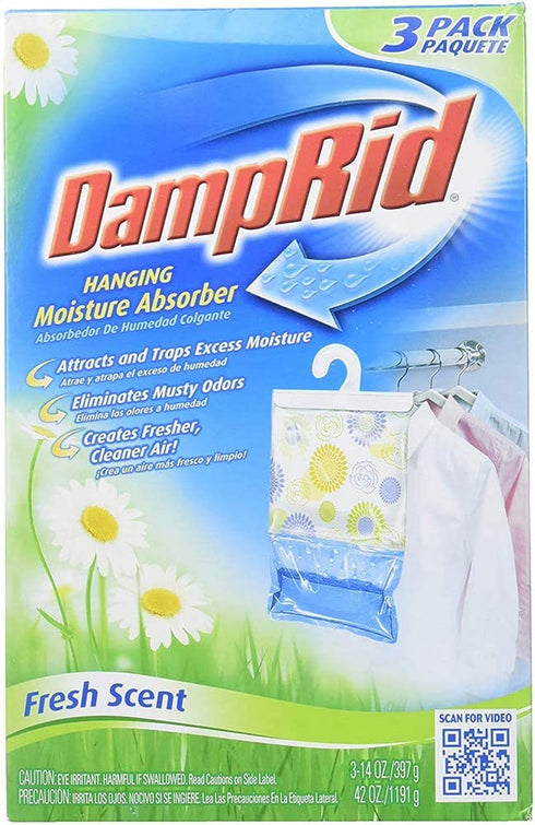 Damp Rid Hanging Moisture Absorber Fresh Scent 3-Bag 14 Ounces each (Pack of 1)
