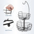 Bextsrack 2 Tier Fruit Basket Bowl with Banana Hanger for Kitchen Countertop, Portable & Detachable Fruit Vegetable Storage Holder Display for Kitchen - Black