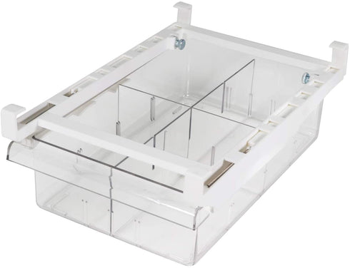 YekouMax Fridge Drawer Organizer, Refrigerator Organizer Bins, Pull Out with Handle, Fridge Shelf Holder Storage Box, Clear Container for Food,Drinks,Fit for Fridge Shelf Under 0.6" (1 Pack Medium)