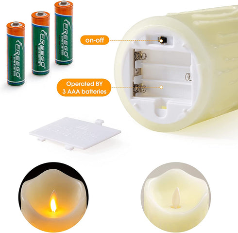 Flameless Candles with 10 Key Remote Timer Flickering Tear Wave Shaped Tealight Real Wax Simulate Dripping led Candles Battery Operated Safe for Halloween Christmas Indoor Outdoor Decor, 3x5" , 2 Set