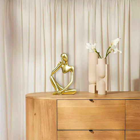 prosfalt Resin Thinker Statue Abstract Statue Home décor Accents Collectible Figurines Art Home Office Bookshelf Desktop Modern Home Decor Accent, Large 9.45 Inches(Gold-Left)