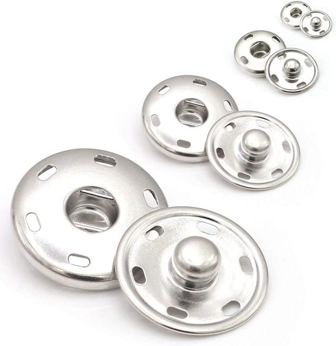 55 Sets Sew-on Snap Buttons Metal Snap Fastener Durable Press Studs Buttons for Sewing Clothing, 4 Sizes (Silver)