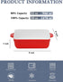 Kanwone Porcelain Bakeware, Square Baking Dishes, Casserole Dish with Double Handle, Lasagna Pan for Cooking, Kitchen, Cake Dinner, 8 x 8 Inches, Stripe Series - Red