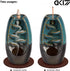 DK177 Waterfall Incense Holder Backflow Inscent Cone Burner Handcraft Ceramic Water Fall Smoke Fountain with 120 Cones 30 Sticks 1 Mat 2 Lotus Leaf 1 Cloth
