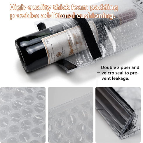5 Pack Reusable Wine Bag for Travel Wine Bottle Protector Sleeve for Airplane Car Cruise Protection Luggage Leak-proof By LIVEBAY