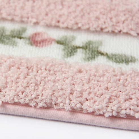 UKELER Luxurious Soft Floral Non-Slip Toilet Contour Rug, Contour Bath Rug, Soft Shaggy U-Shaped Toilet Floor Mat for Bathroom 20-By-20 Inch, Pink