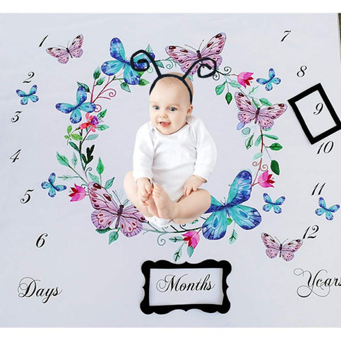 Baby Monthly Milestone Blanket Infant First Year Beauty Butterfly Milestone Blanket