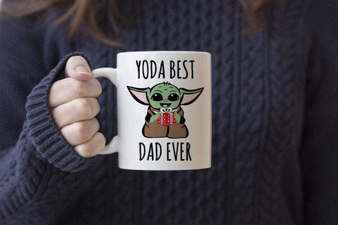 Baby Yoda Gifts for Dad, Best Dad Ever Coffee Mug for New Dad To Be Men Fathers' Day Gift Birthday Present from Daughter Son Wife (Yoda Dad)