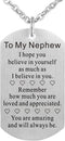 FALOGIJE To My Nephew Dog Tag Necklace from Aunt Uncle Best Birthday Keychain Gifts