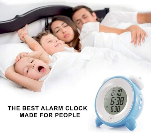 RYHOR-K Alarm Clock for Kids - 7 Color Night Light - Snooze Easy to Set Digital Clock Battery Operated for Bedroom