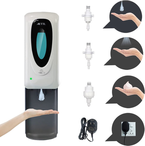 AETTL Automatic Soap Dispenser, Touchless Hand Sanitizer Dispenser Wall Mount, Sensor Foaming Dispenser 1000ml/33oz Refillable Bottle with Drip Tray for Bathroom, Hotel, Office, Church, Supermarket€¦