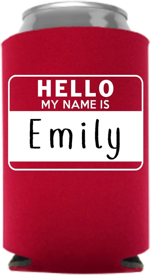 Hello My Name Is - Customizable Can Coolers Party Favor Meeting Fun Way To Introduce Yourself, Multi Colored, 12 Pc