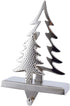 Christmas Tree Stocking Holders for Mantle -Tree Stocking Hanger for Fireplace Christmas Stocking Hangers for Mantel Stocking Hooks for Fireplace Mantel Clips for Christmas Decor (Silver Tree)