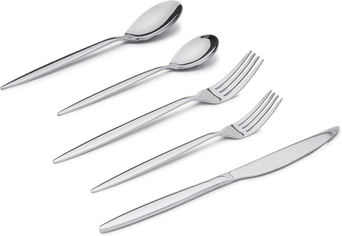 SANTUO 20 Piece Silverware Set for 4, Dinning Stainless Steel Flatware Set, 20pcs Lunch Tableware Cutlery Set, Dinner Mirror Polished Utensils, Include Knife Fork Spoon for Home (Silver)