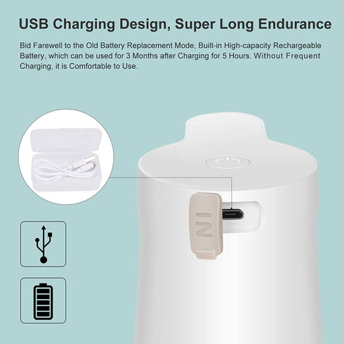 Wisekoti New Generation of Automatic Foaming Soap Dispenser, Electric and Rechargeable, Touchless Foam Soap Dispenser for Kitchen Sink & Bathroom Countertop, Dish Soap Dispenser, Hand Soap Dispenser