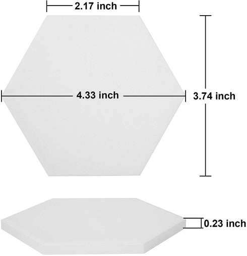Ceramic Tiles for Crafts Coasters,14 Pack 4-Inches Unglazed Ceramic Coasters for Drinks with Cork Backing Pads,Use with Alcohol Ink or Acrylic Pouring Make Your Own DIY Coasters (Hexagon)