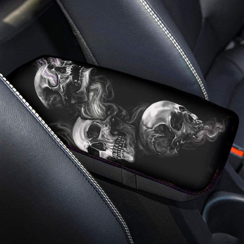 Buybai Skull Center Console Armrest Cover Pad Universal Fit Soft Comfort Center Console Armrest Cushion for Car, Funny Car Armrest Cover