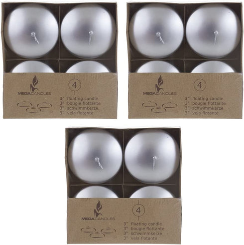 Mega Candles 12 pcs Unscented Silver Floating Disc Candles 3 Inch Diameter, Home D©cor, Wedding Receptions, Baby Showers, Birthdays, Celebrations & Party Favors