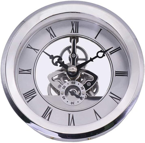 MoreChioce Transparent Clock Insert, 4-1/16 Inch (103mm) Built-in Clock with Roman Numeral Quartz Movement DIY Clock Accessories