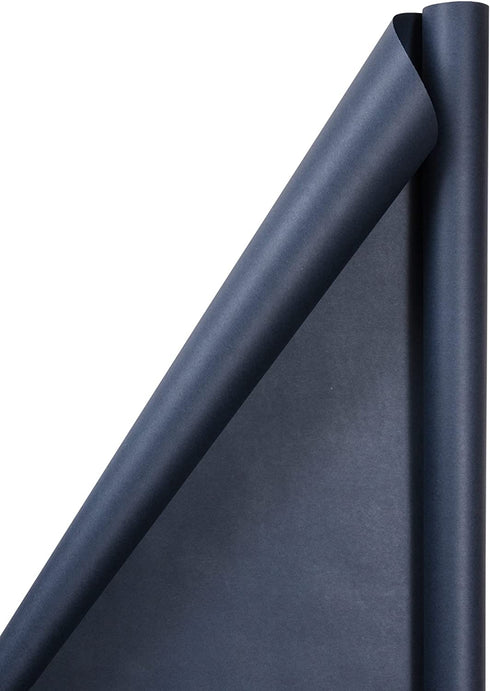 JAM PAPER Gift Wrap - Matte Wrapping Paper - 25 Sq Ft - Matte Cobalt Navy Blue - Roll Sold Individually